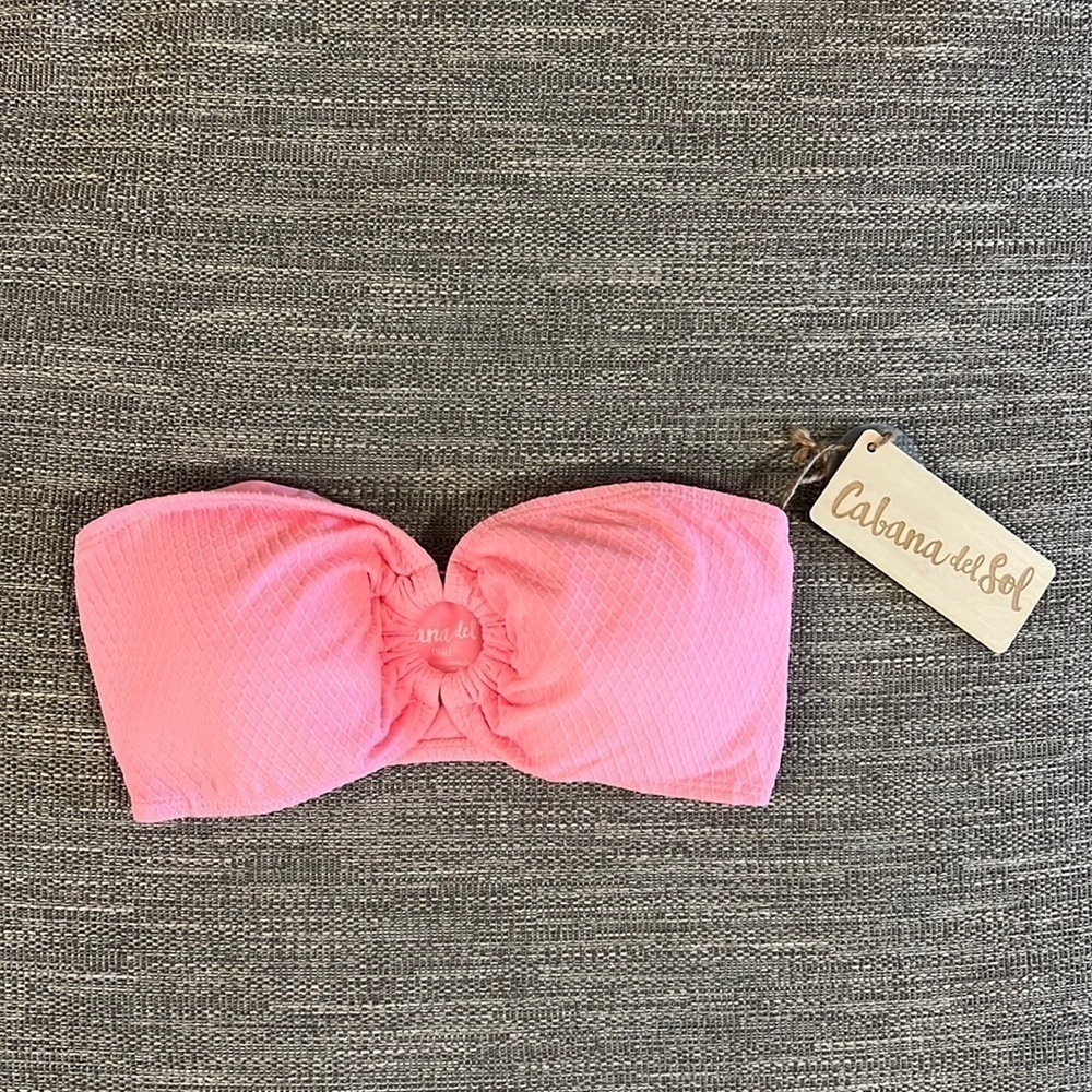 Cabana Del Sol Textured Bandeau Swimsuit Top - Picture 2 of 4